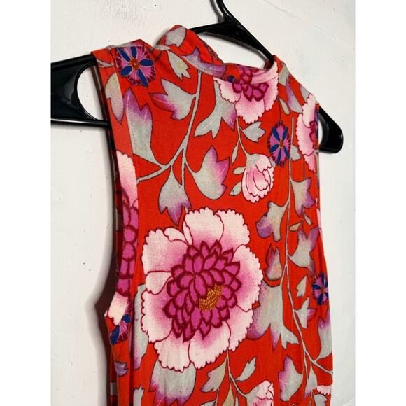 Maeve for Anthropologie red floral sleeveless mock neck midi dress Size Small - Picture 7 of 7